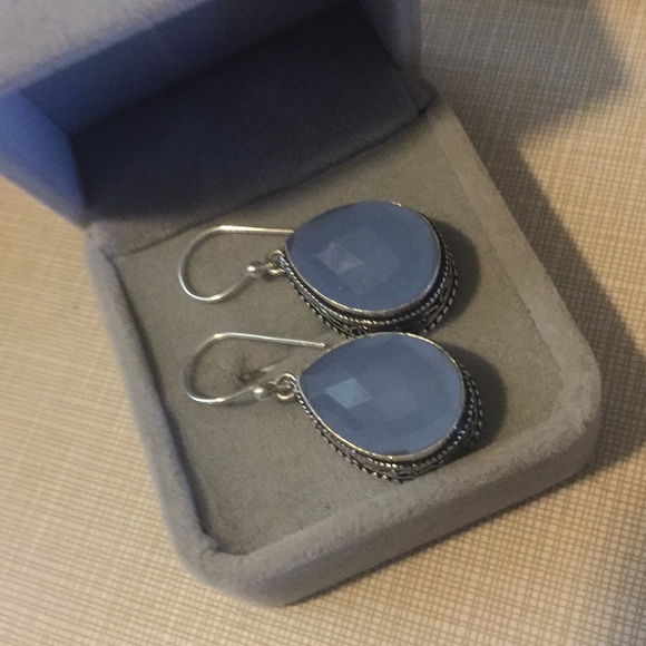 Jewelry - So pretty blue chalcedony faceted Earrings